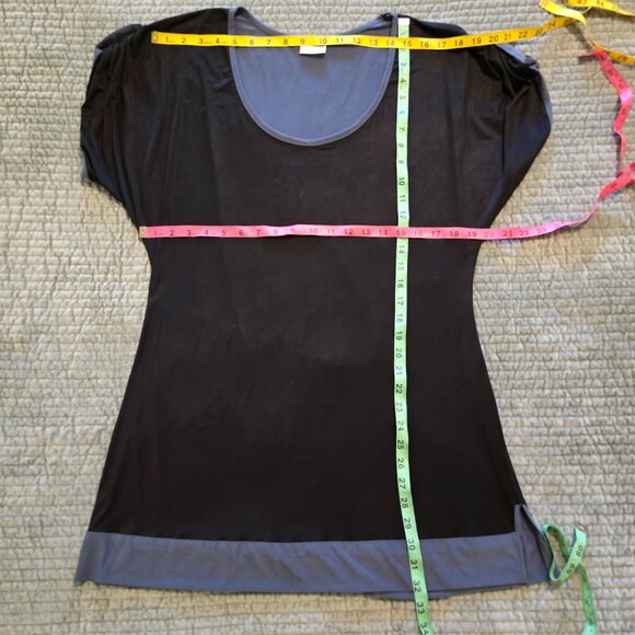 Dotti Black SS Mini Dress Scoop Neck Grey Trim Med/Lge? - Picture 16 of 16